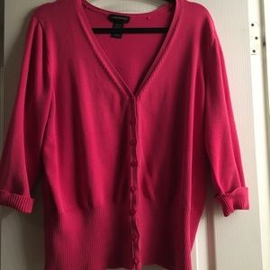 Lane Bryant Pink Short Sleeve Cardigan